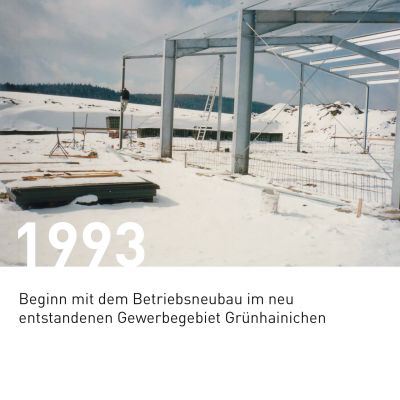 Hallenaufbau im Winter im Jahr 1993