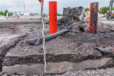 side view of a bollard after crashtest